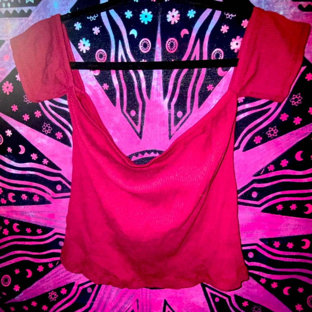 Maroon off the shoulder shirt